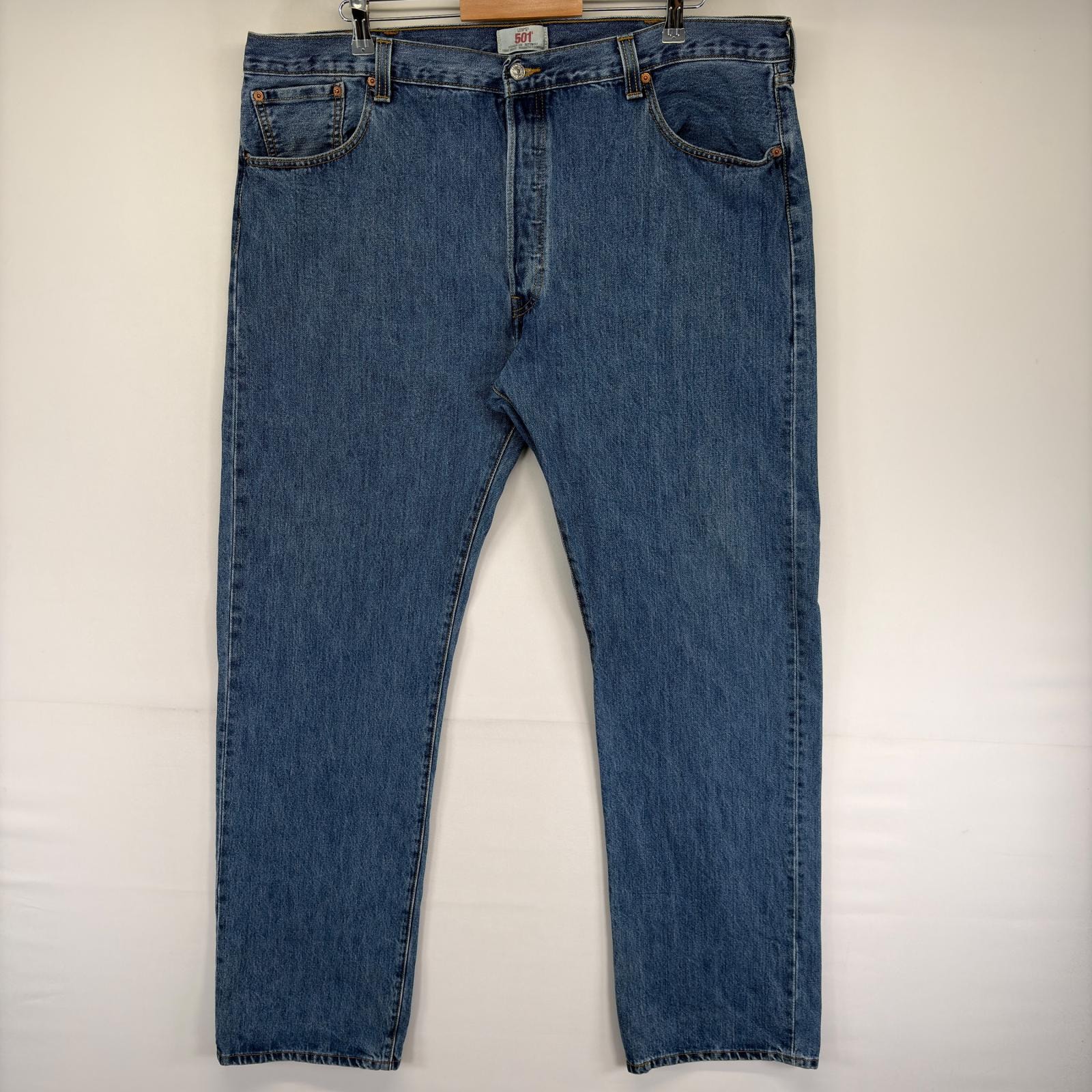 古着 リーバイス Levi's デニム パンツ 501 5ポケット 大きいサイズ ストレート ジーンズ ボタンフライ W42 L34  ブルー系 メンズ