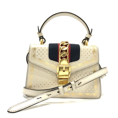 グッチ GUCCI シルヴィ 470270 2WAYバッグ カバン ハンドバッグ ショルダーバッグ レザー ホワイト