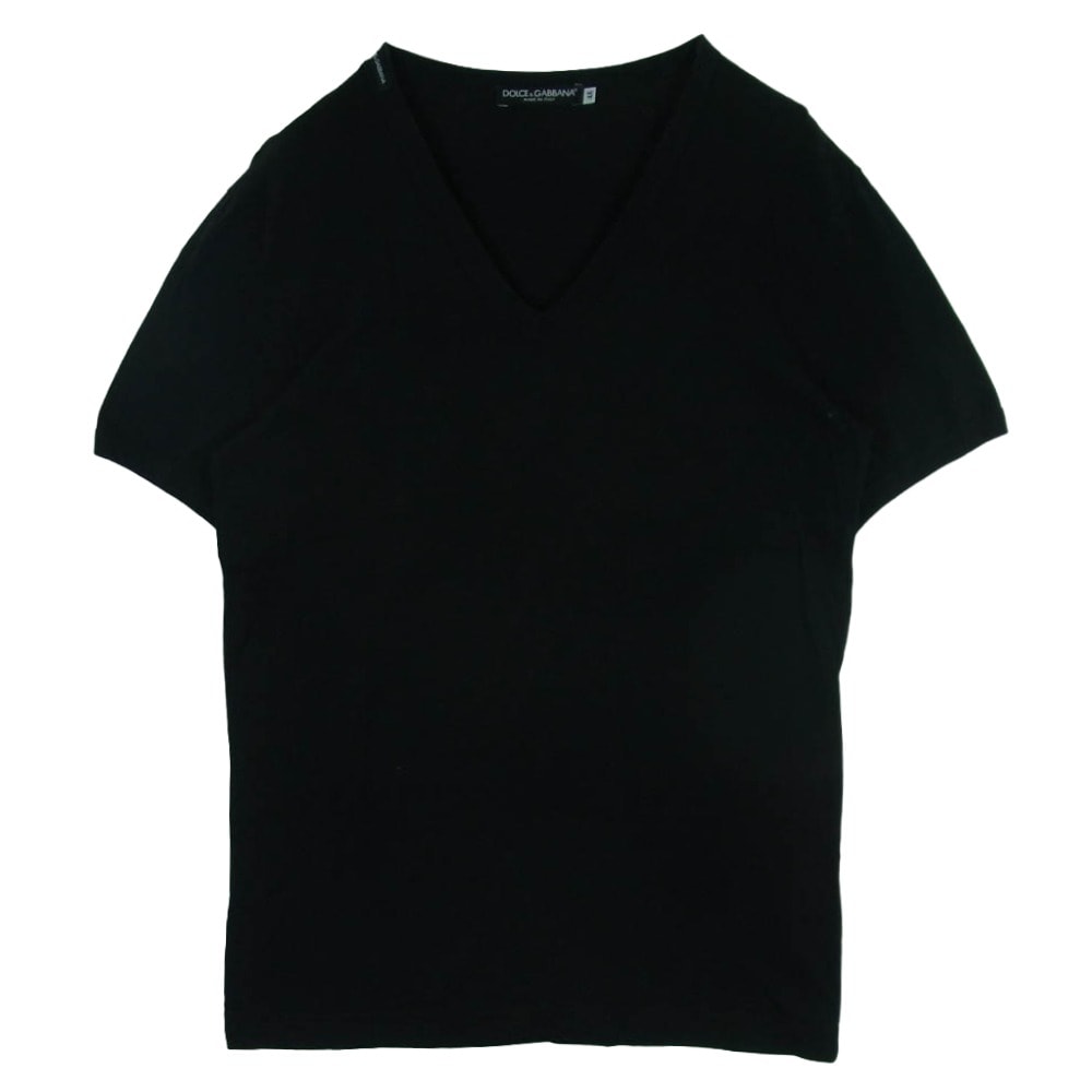 DOLCE&GABBANA ドルチェアンドガッバーナ Vネック 半袖 Tシャツ カットソー イタリア製 ブラック系 48【中古】