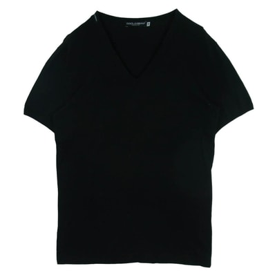 DOLCE&GABBANA ドルチェアンドガッバーナ Vネック 半袖 Tシャツ カットソー イタリア製 ブラック系 48【中古】