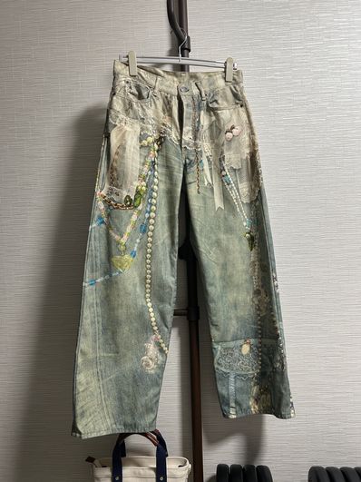 Acne Studios Loose Fit Jeans - 1981 Puti "White/Green"