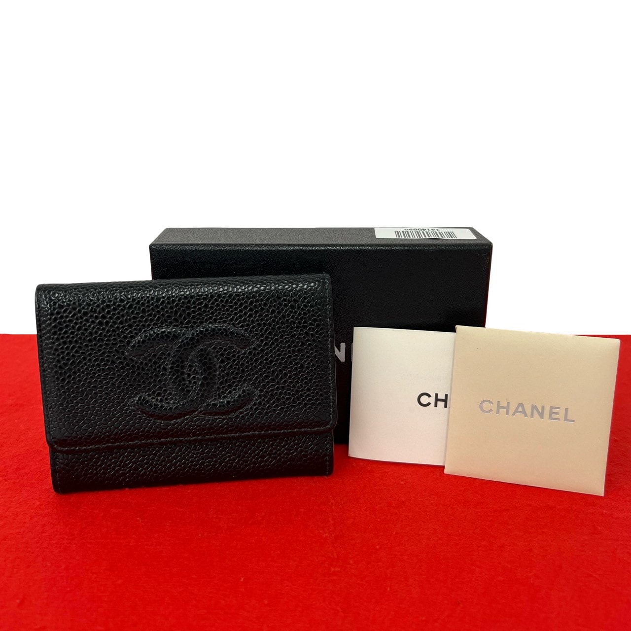 CHANEL シャネル ココマーク キャビアスキン カードケース ブラック
 01390