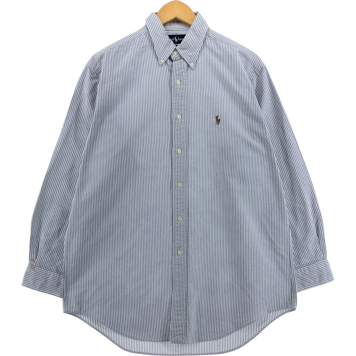 古着 ラルフローレン Ralph Lauren YARMOUTH 長袖 ボタンダウンストライプシャツ メンズL相当/eaa521479