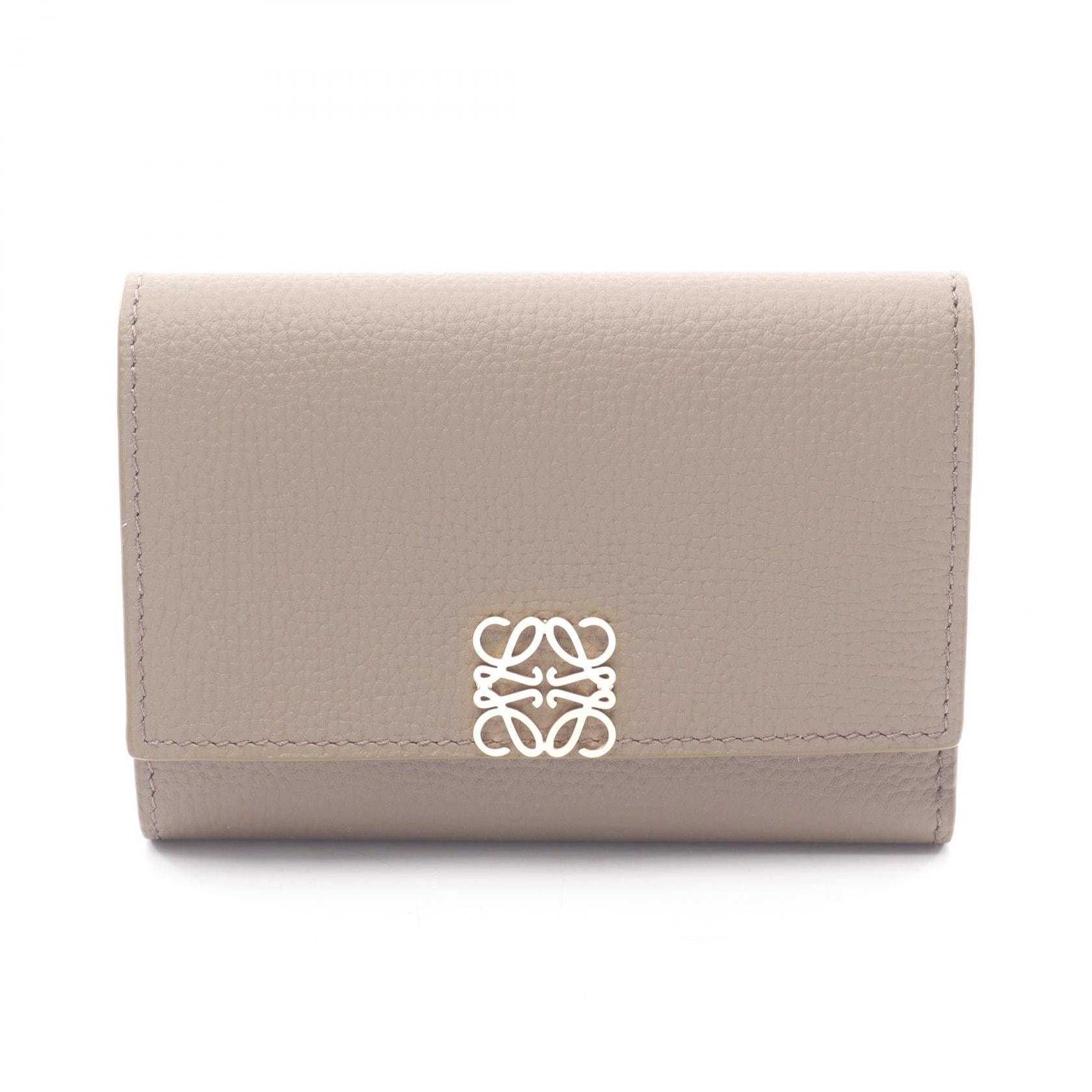 ロエベ LOEWE アナグラム バーティカル ウォレット スモール 三つ折り財布 財布 レザー レディース グレー系 C821S33X123170 【新品】