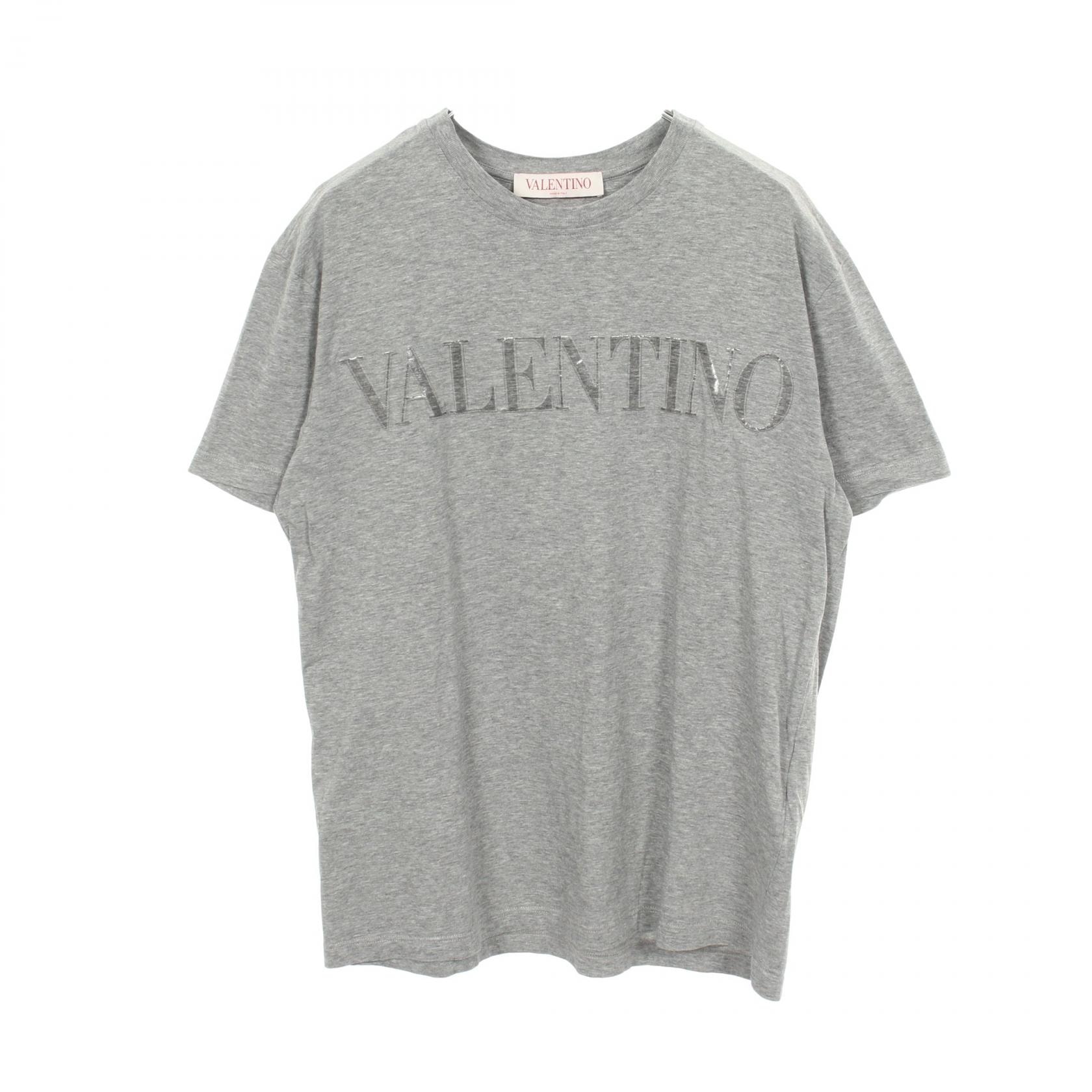 ヴァレンチノ Valentino ロゴ クルーネック 半袖Tシャツ 衣料品 トップス コットン レディース グレー系 【中古】