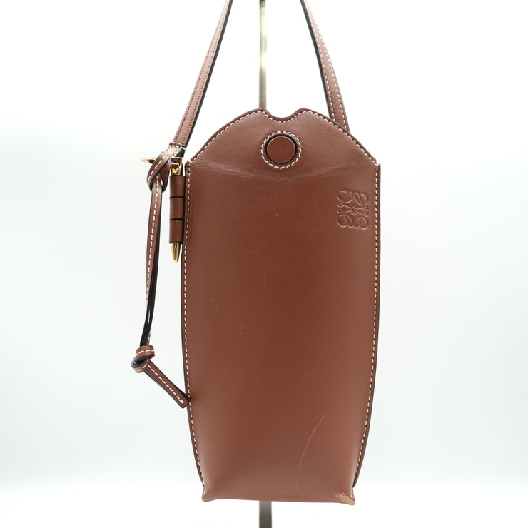 LOEWE(ロエベ)ゲートポケット ヴィンテージ ショルダーバッグ スマホショルダー レザー ブラウン ゴールド金具 レディース 【中古】