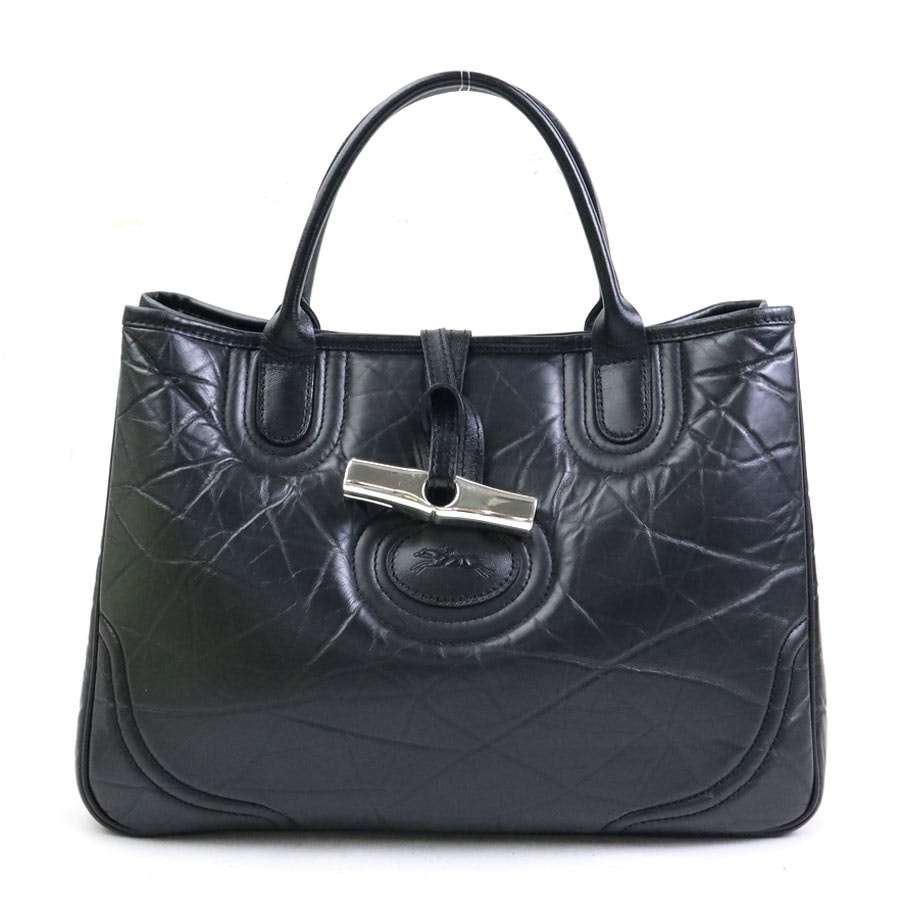 ロンシャン Longchamp ハンドバッグ レザー ブラック ユニセックス【中古】 56228a