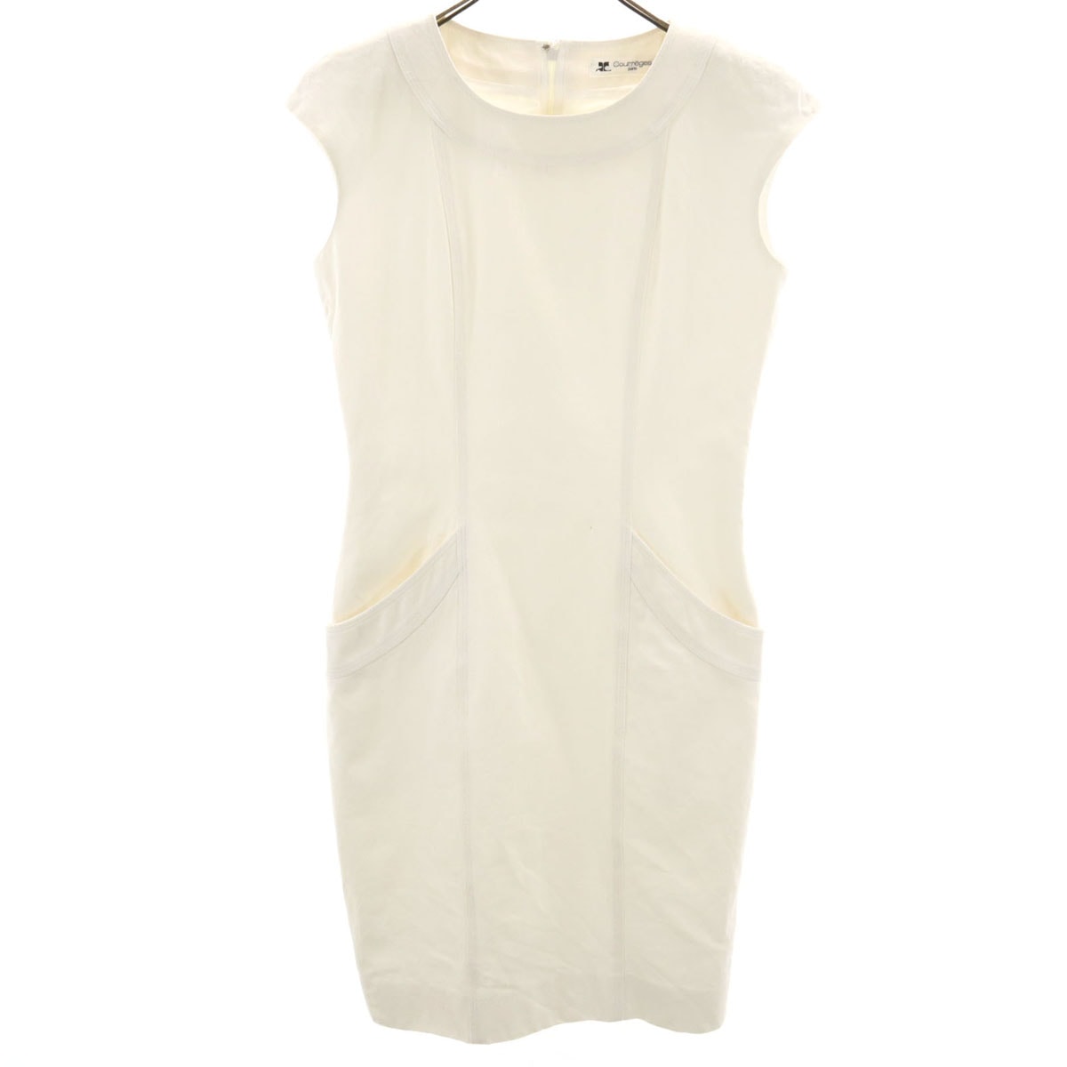 courreges クレージュ ノースリーブ ワンピース 9AR ホワイト系 バックファスナー