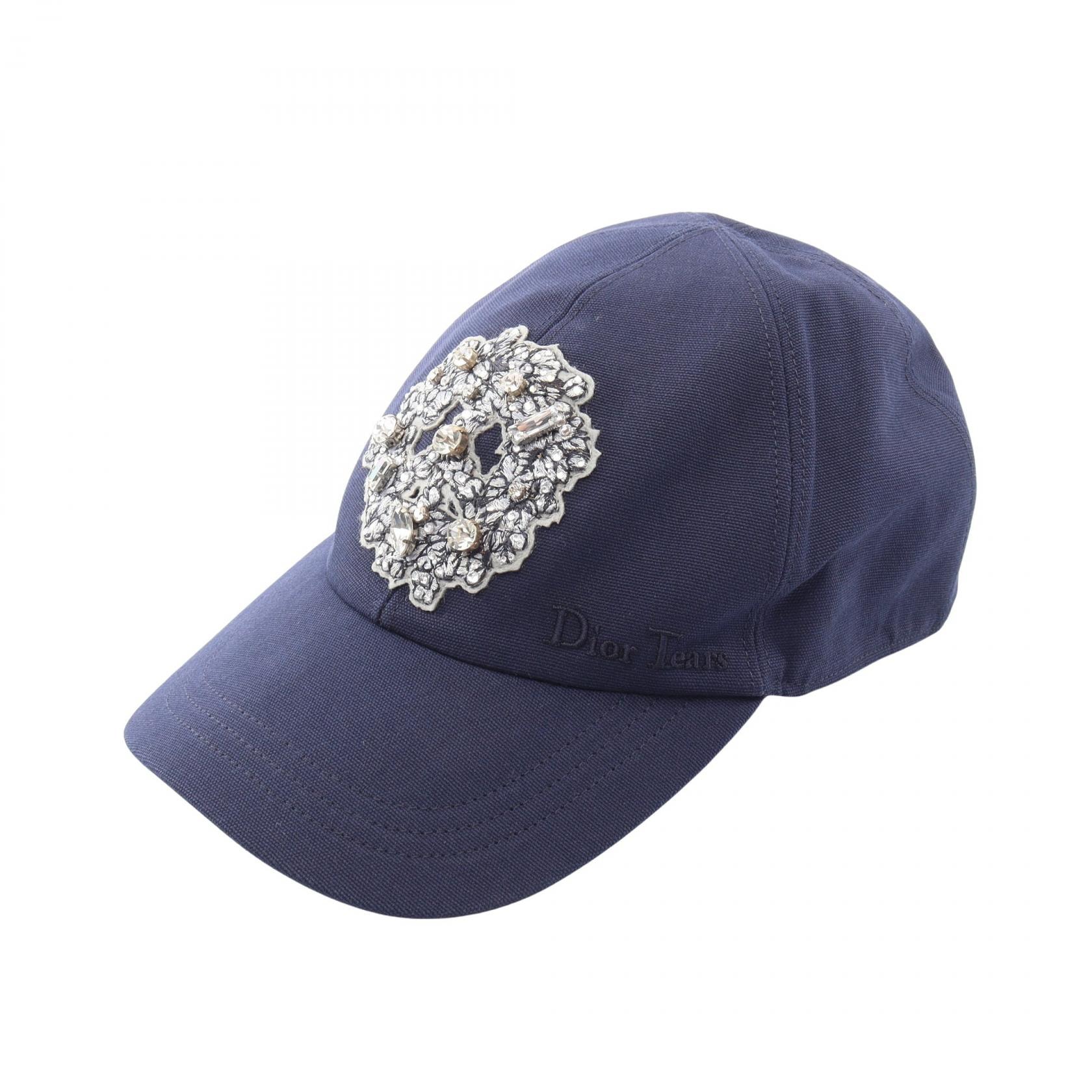ディオール Dior DIOR TEARS キャップ 帽子 コットン / ラインストーン レディース ネイビー系 【中古】
