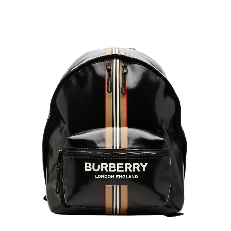 バーバリー ロンドン イングランド ロゴ リュック バックパック ブラック PVC レディース BURBERRY 【中古】