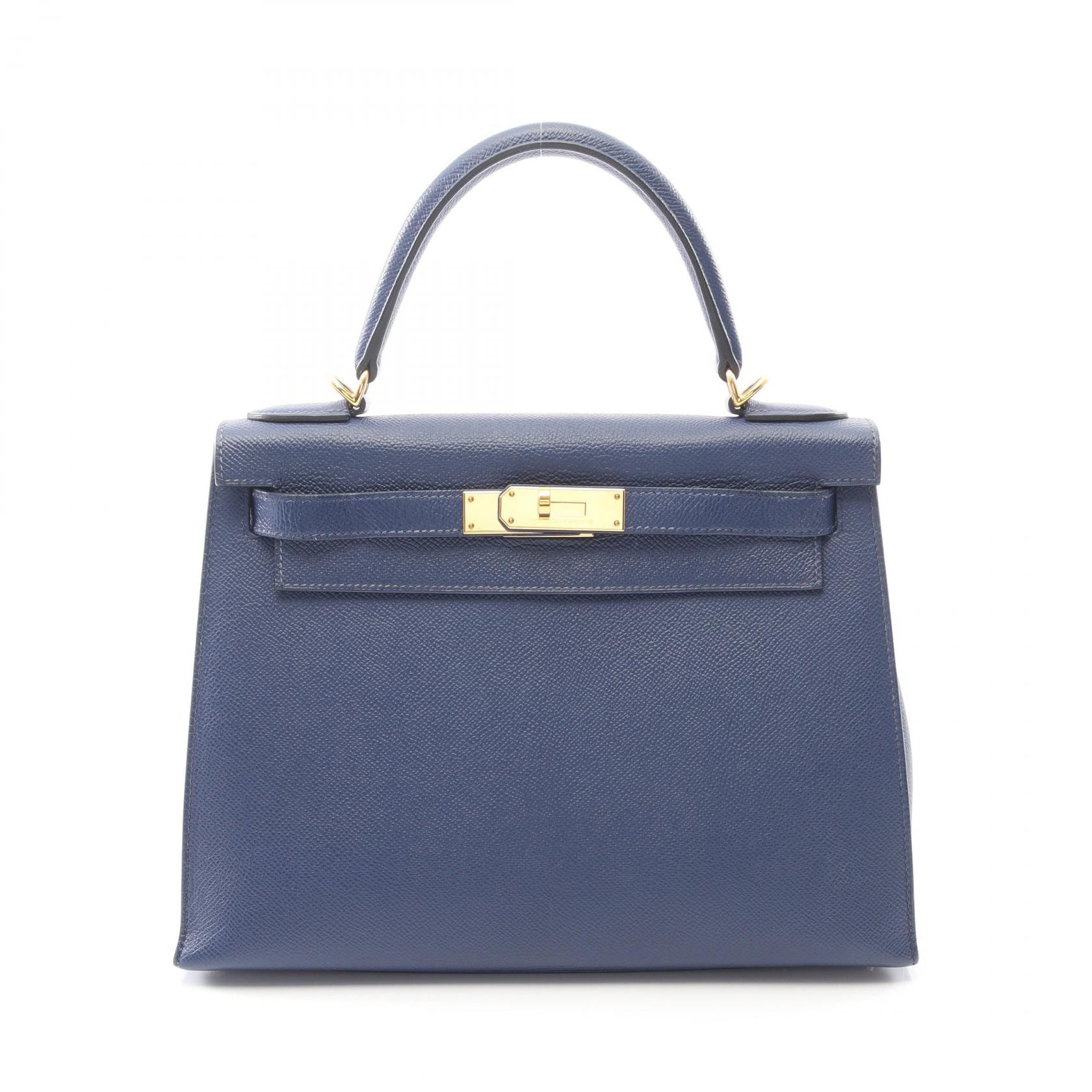 エルメス HERMES ケリー28 ハンドバッグ バッグ レザー カーフ(牛革) ヴォーエプソン ヴォーエプソン ブルーアンクル Z刻印(2021年製造) レディース ブルー系 【中古】