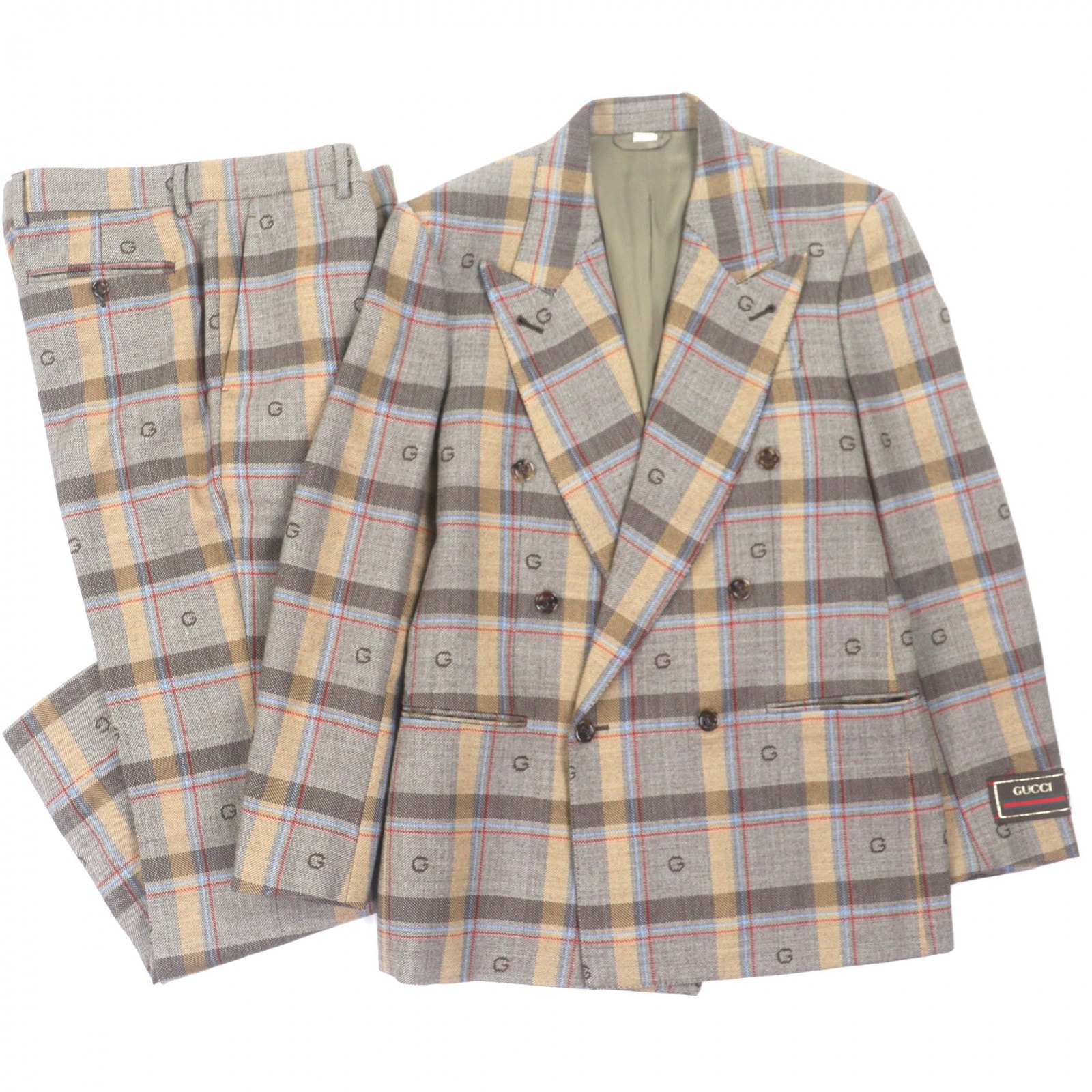極美品 グッチ セットアップ ブラウン メンズ 46/48 675837/680704