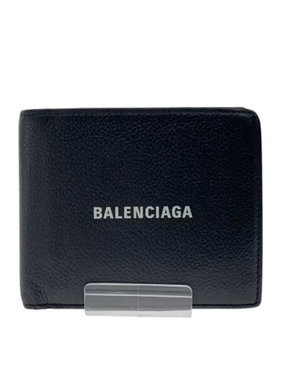 BALENCIAGA Cash Folded Coin Wallet Semi Matt Embossed Crocodile Calfskin "Black"
