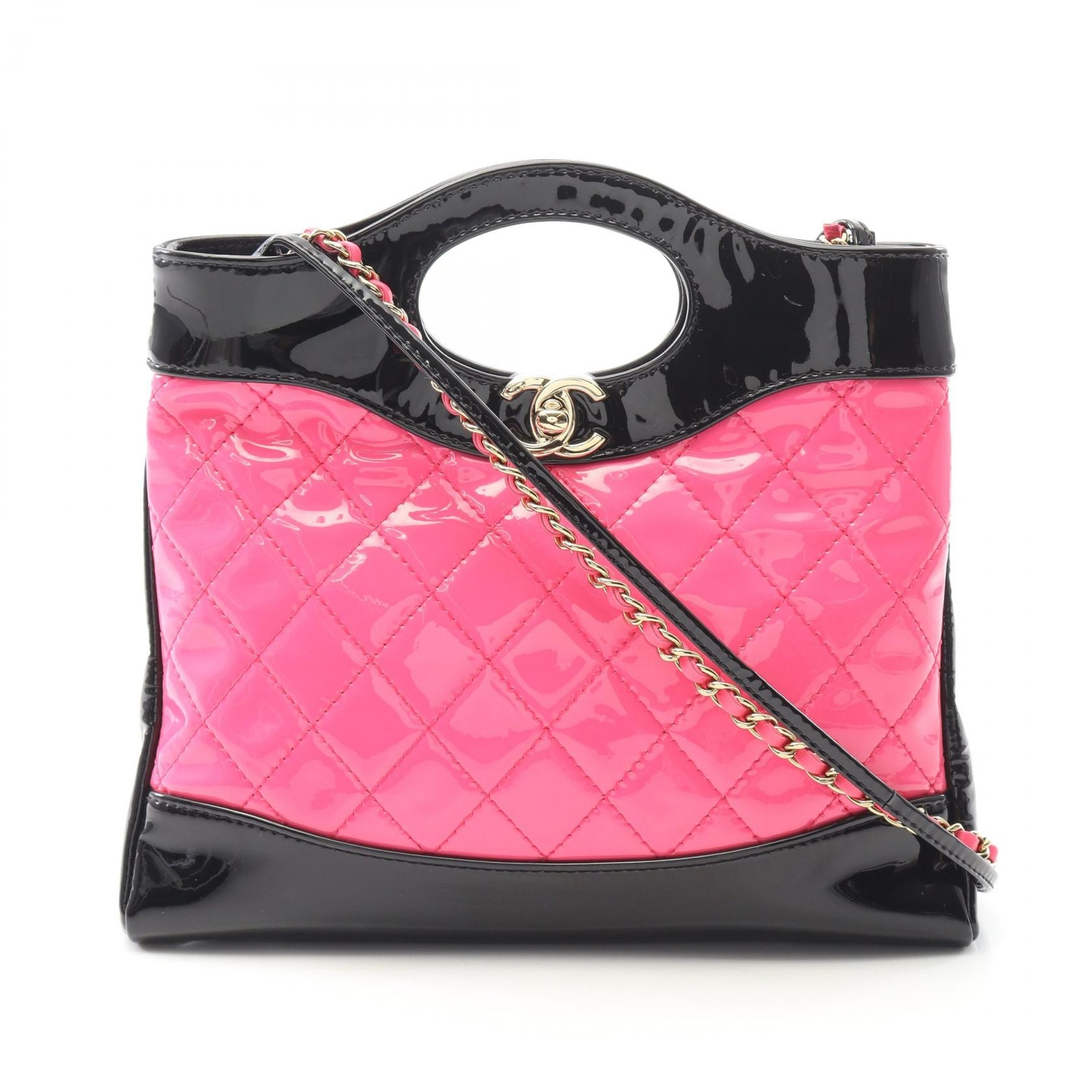 シャネル CHANEL シャネル31 ショルダーバッグ バッグ パテントレザー レディース ピンク系 / ブラック系 【中古】