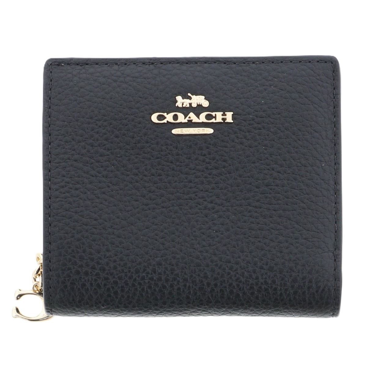 COACH コーチ スナップ ウォレット 二つ折り財布 C2862 レザー ブラック  レディース【中古】