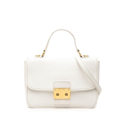 ミュウミュウ マドラス ハンドバッグ 2WAY 斜め掛け ショルダーバッグ ホワイト レザー レディース MIUMIU 【中古】