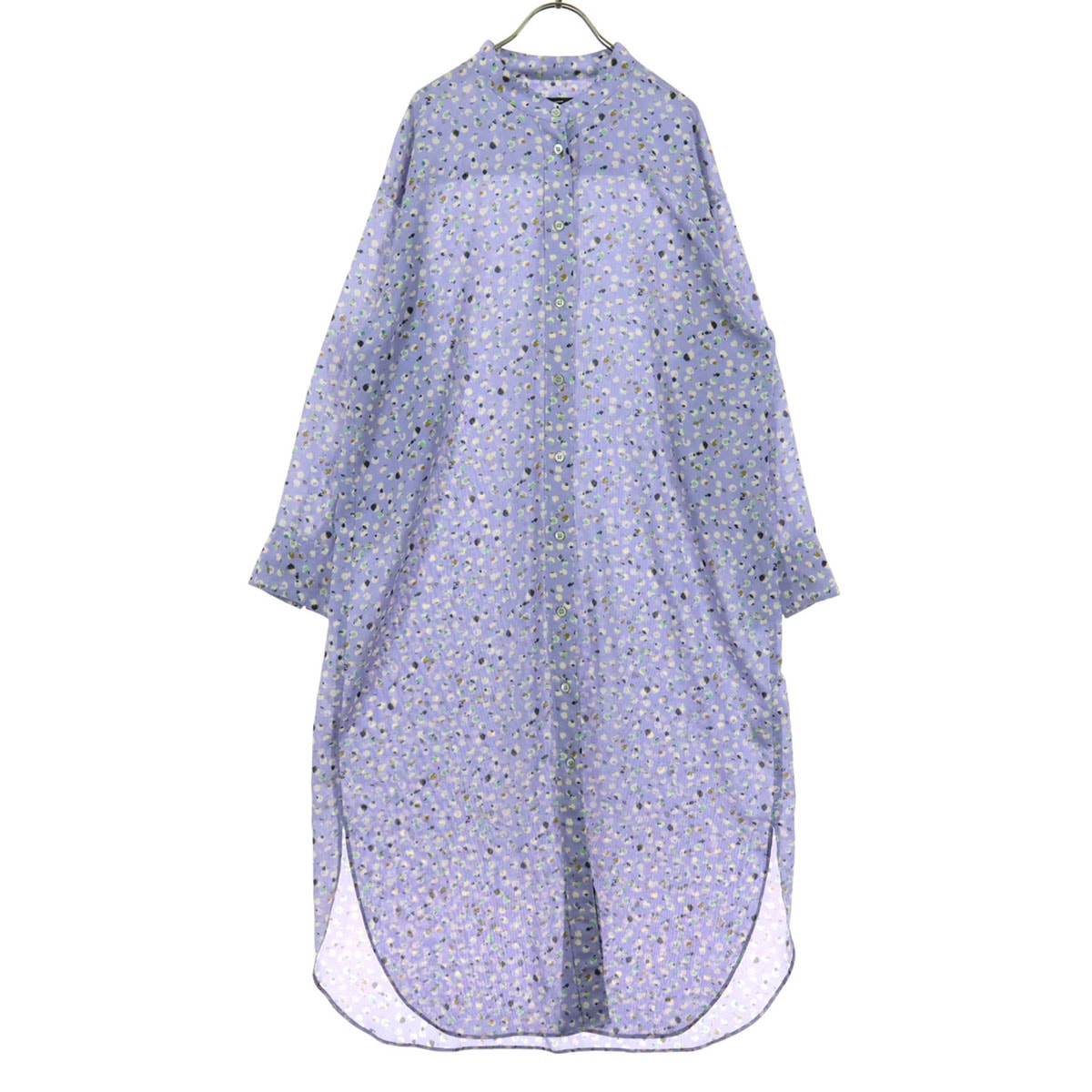 美品 JOURNAL STANDARD ジャーナルスタンダード 日本製 総柄 長袖 シャツワンピース F パープル