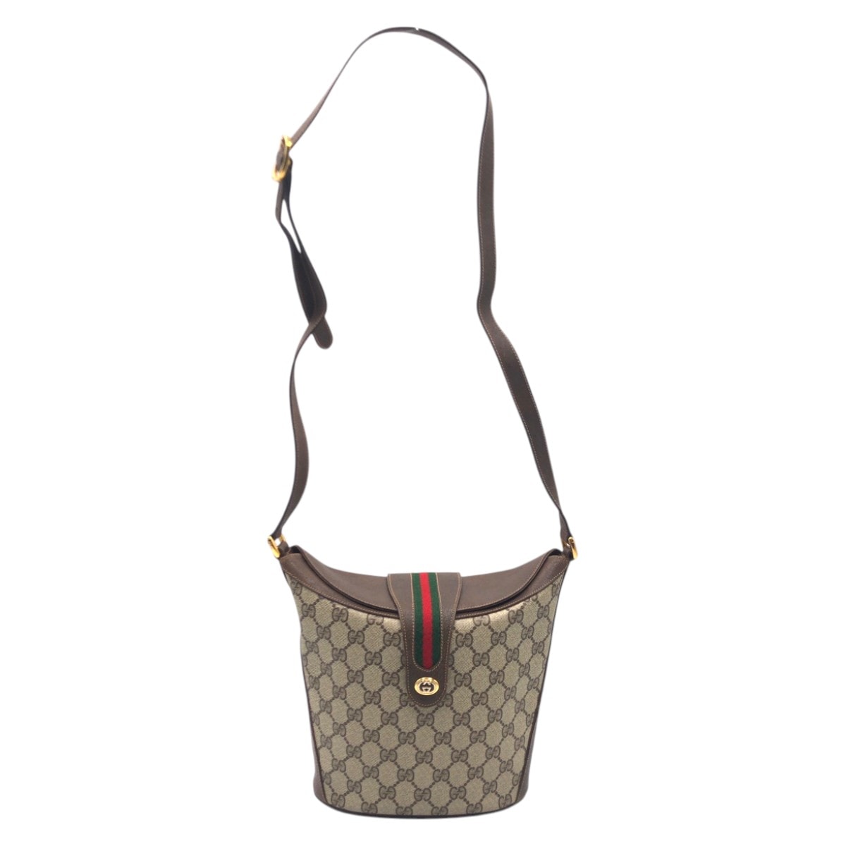 GUCCI グッチ ヴィンテージ シャリーライン オールドグッチ ブラウン PVC ショルダーバッグ ポシェット 505821 【中古】