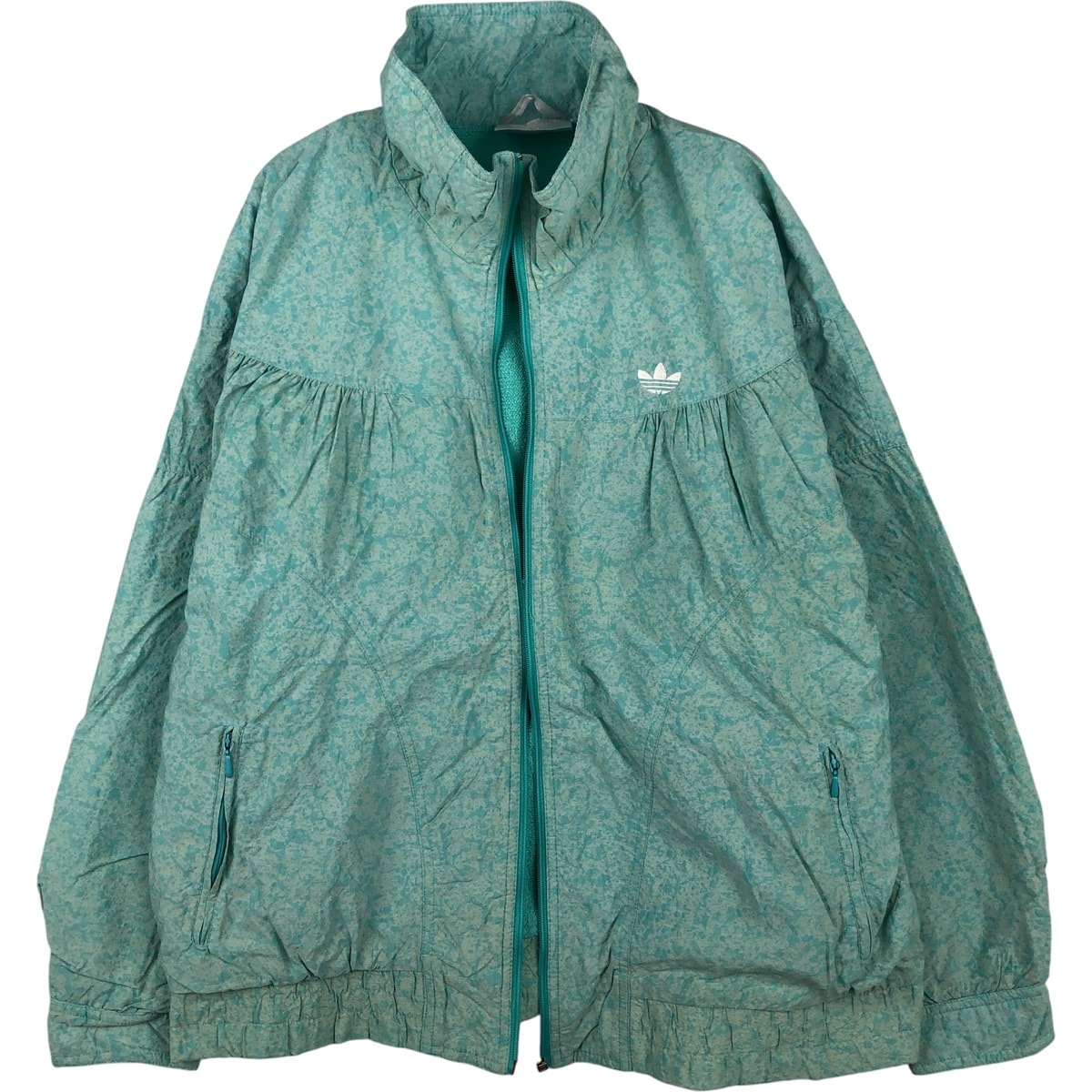 古着 80年代 アディダス adidas トレフォイルロゴ 総柄 ナイロンジャケット レディースL相当 ヴィンテージ/eaa615059