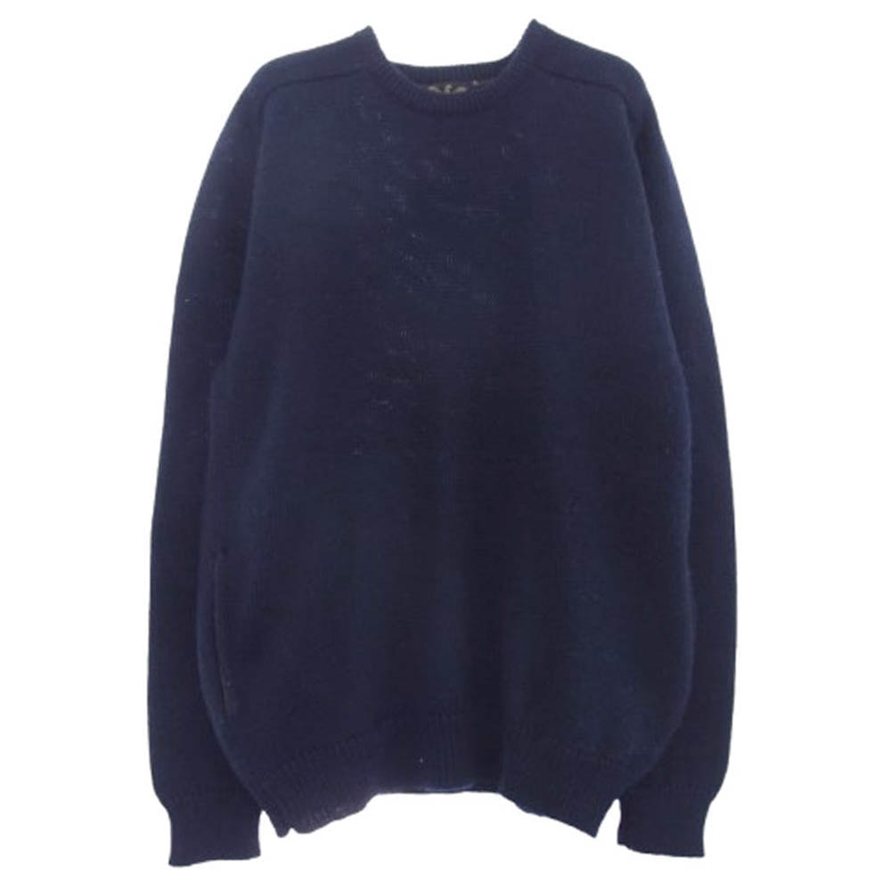 Emporio Armani エンポリオ・アルマーニ ニット クルーネック ウール ニット セーター ネイビー系 L【中古】