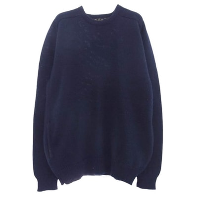 Emporio Armani エンポリオ・アルマーニ ニット クルーネック ウール ニット セーター ネイビー系 L【中古】