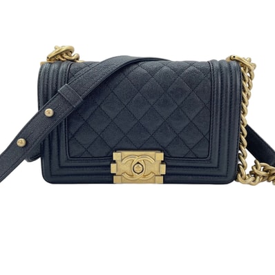 シャネル CHANEL キャビアスキン ボーイシャネル スモール ショルダーバッグ【中古】