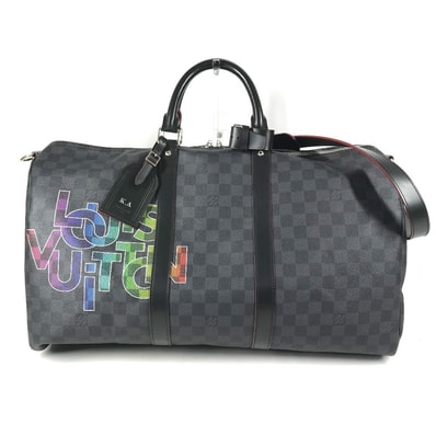 ルイヴィトン LOUIS VUITTON キーポル バンドリエール 50 N40262 ダミエグラフィットリンク カバン 2WAYバッグ 旅行バッグ トラベルバッグ ボストンバッグ ダミエグラフィットキャンバス ブラック 美品
