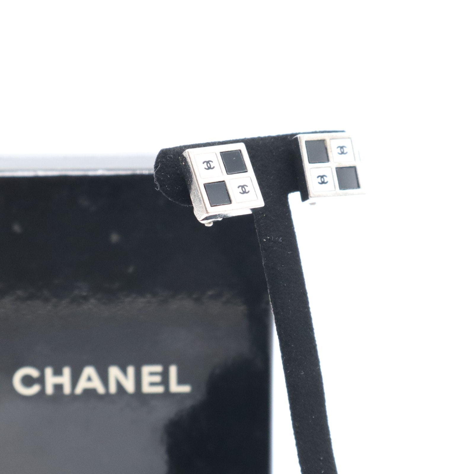 美品 CHANEL シャネル ココマーク イヤリング イヤリング シルバー ブラック SP レディース