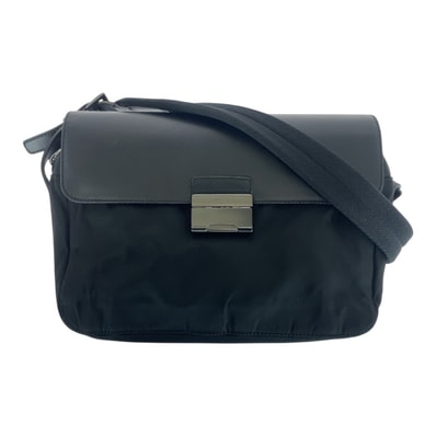 美品 PRADA プラダ テスート ブラック 黒 ガンメタ金具 ナイロン レザー/ ショルダーバッグ メッセンジャーバッグ 506294 【中古】