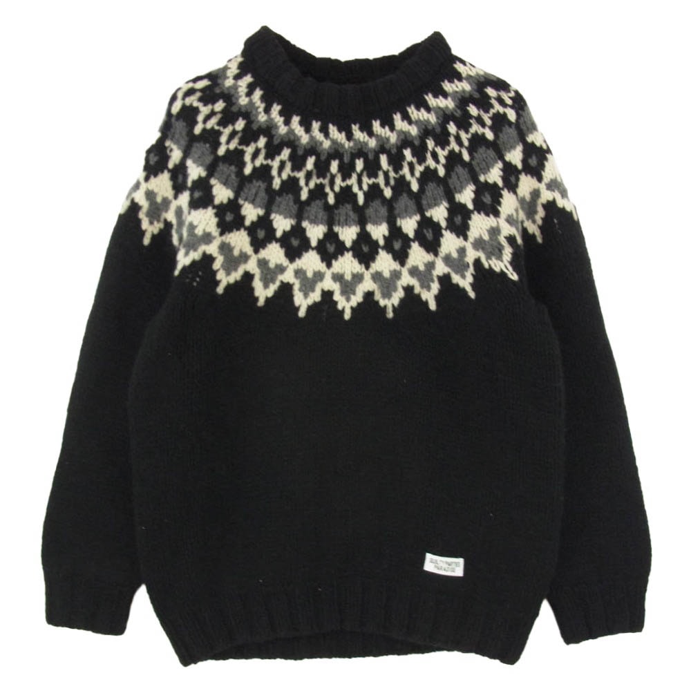 WACKO MARIA ワコマリア 16AW 16FW-WMK-KN12 NORDIC SWEATER ノルディック ウール ニット クルーネック セーター ブラック系 S【中古】