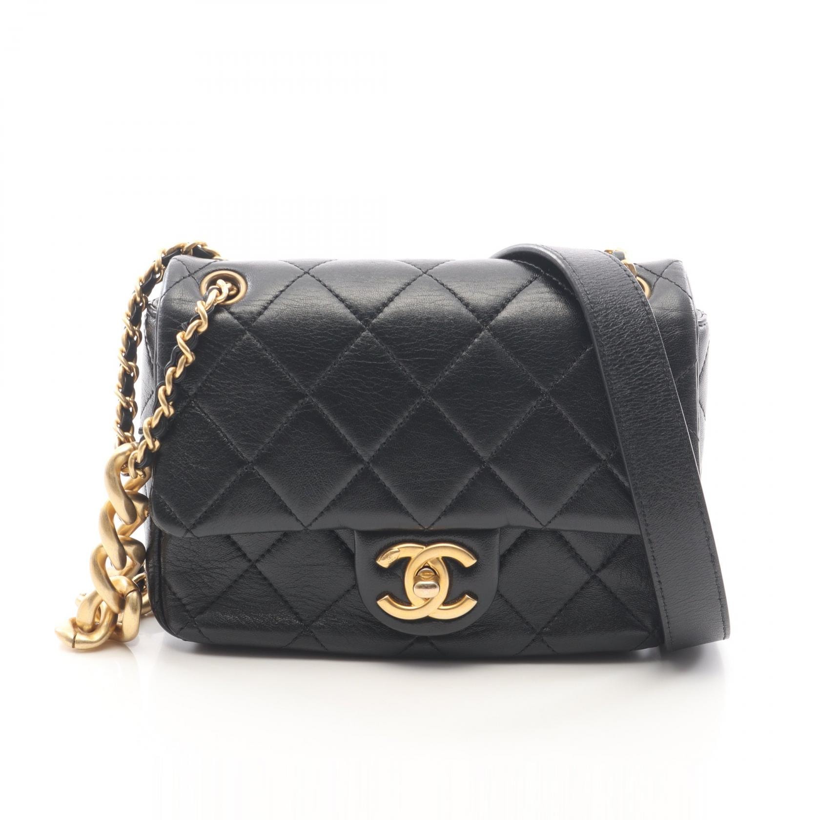 シャネル CHANEL ミニマトラッセ ショルダーバッグ バッグ ラムスキン(羊革) レディース ブラック系 【中古】