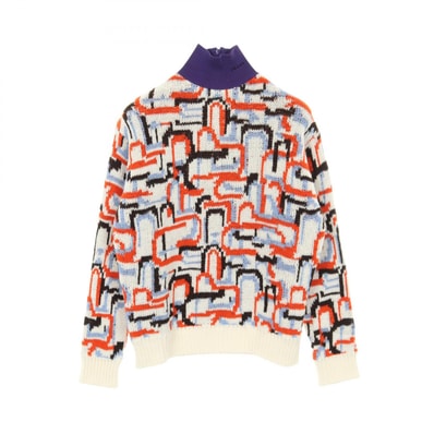 プラダ PRADA geometric motif ニット 衣料品 トップス ウール カシミヤ コットン レディース ホワイト系 / マルチカラー P26474 【中古】