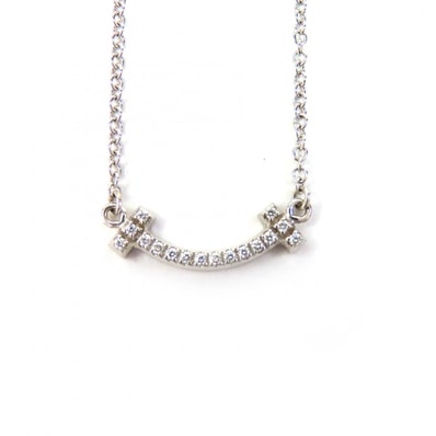 極美品 ティファニー Tスマイル ペンダント K18WG ダイヤモンド