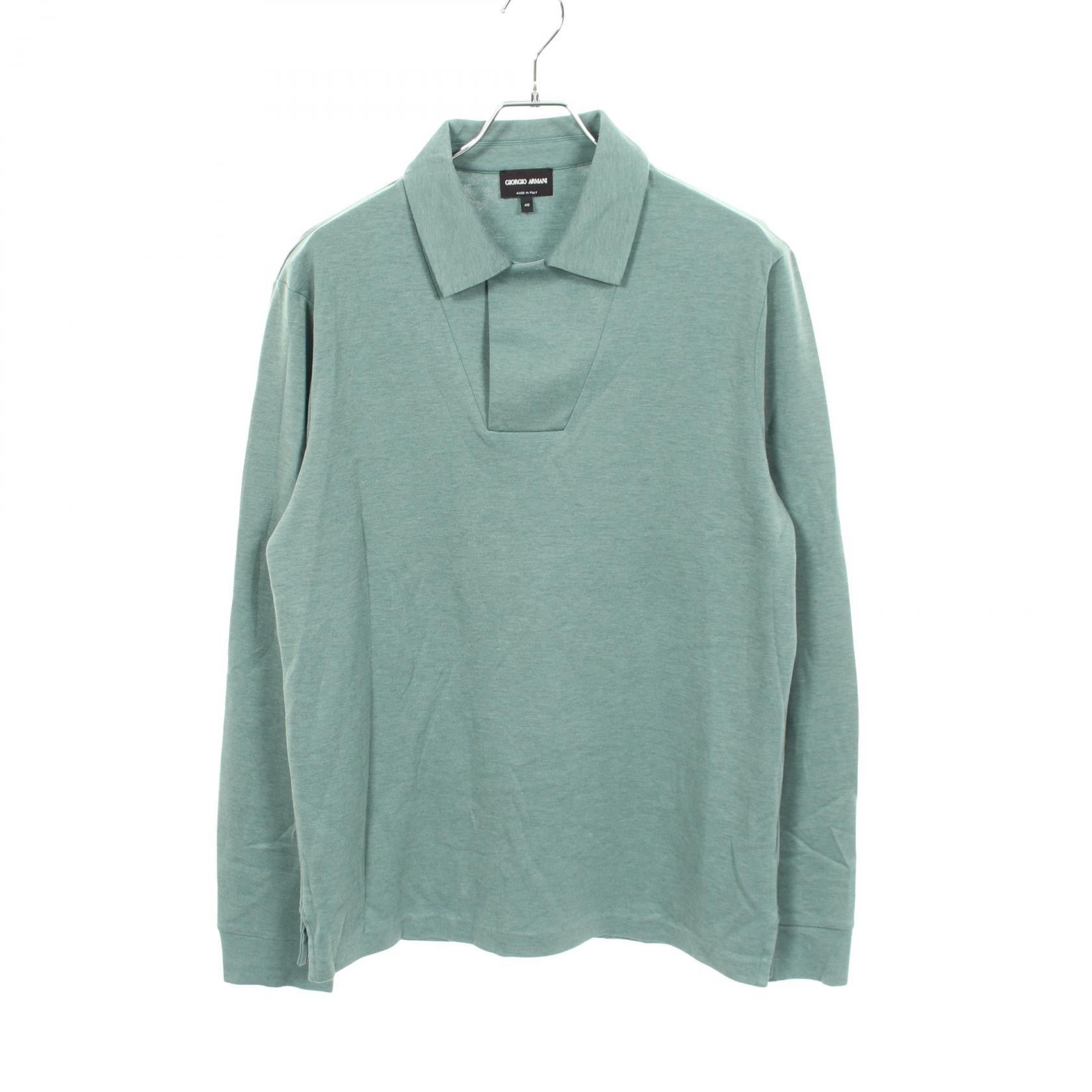 ジョルジオアルマーニ GIORGIO ARMANI 長袖 ポロシャツ 衣料品 トップス コットン シルク メンズ グリーン系 6LSF51 【中古】