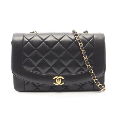 シャネル CHANEL マトラッセ ダイアナフラップ ショルダーバッグ バッグ ラムスキン(羊革) レディース ブラック系 A01165 【中古】