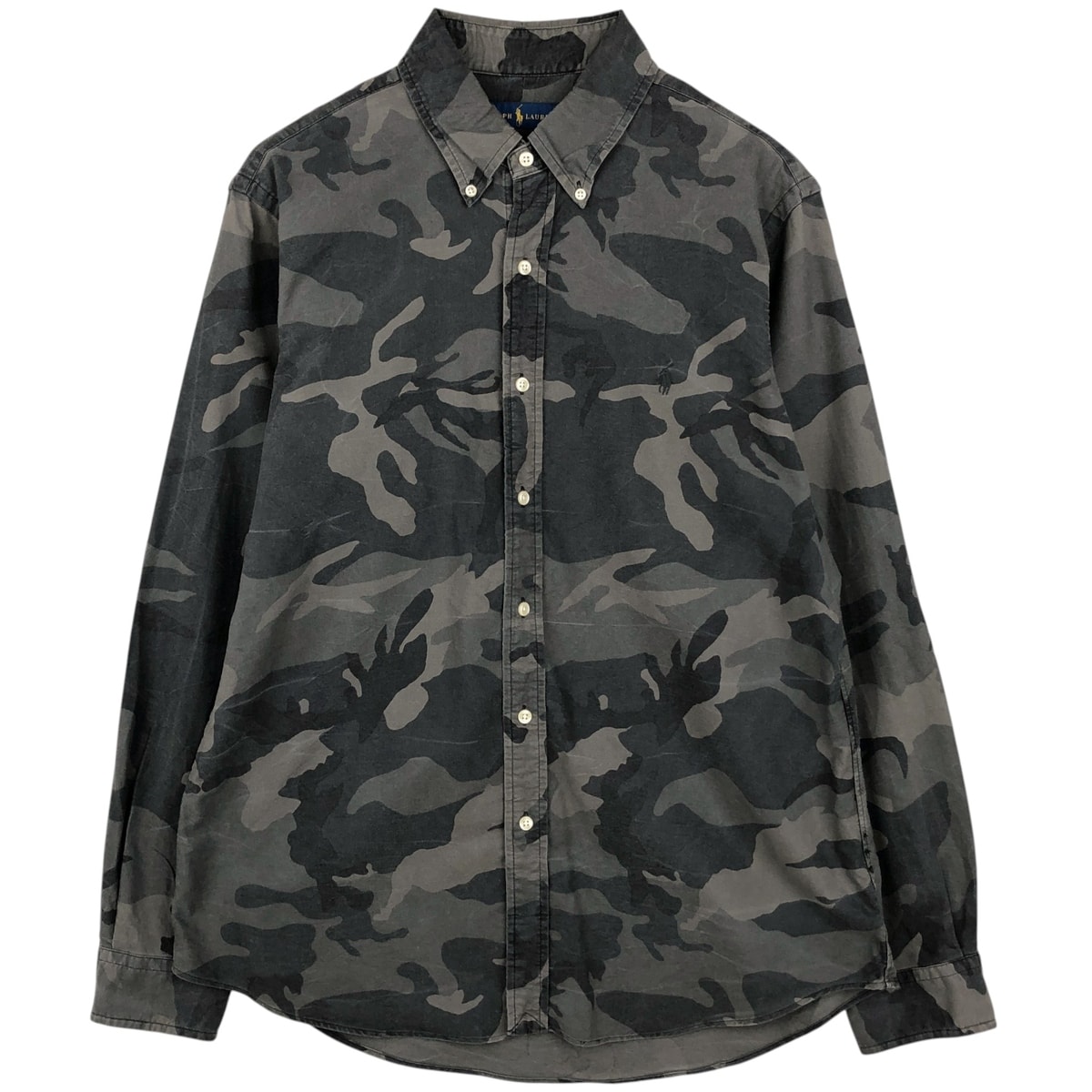 古着 ラルフローレン Ralph Lauren 迷彩柄 長袖 ボタンダウンシャツ メンズL相当/eaa634871