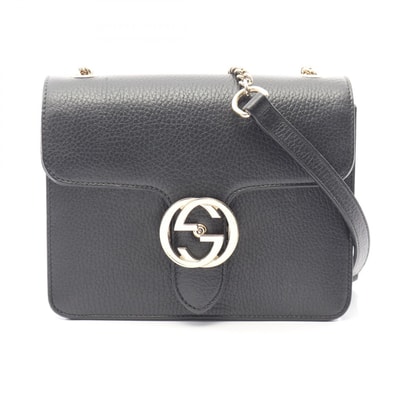 グッチ GUCCI インターロッキングG ショルダーバッグ バッグ レザー レディース ブラック系 510304 【中古】
