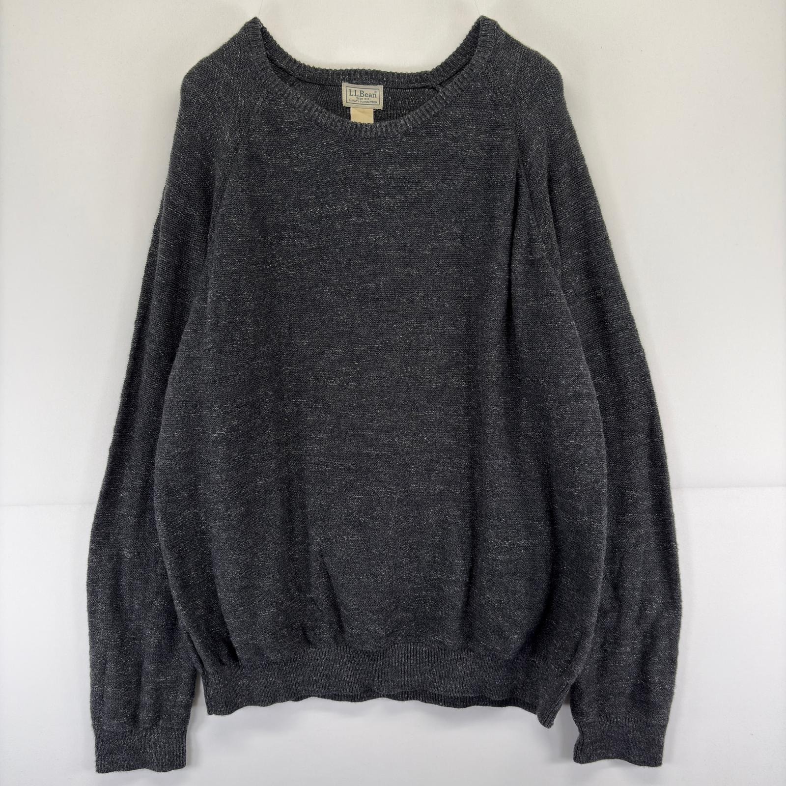 古着 エルエルビーン L.L.Bean ニット クルーネック 大きいサイズ セーター コットン 2XL  グレー系 無地 メンズ