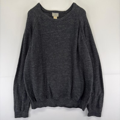 古着 エルエルビーン L.L.Bean ニット クルーネック 大きいサイズ セーター コットン 2XL グレー系 無地 メンズ
