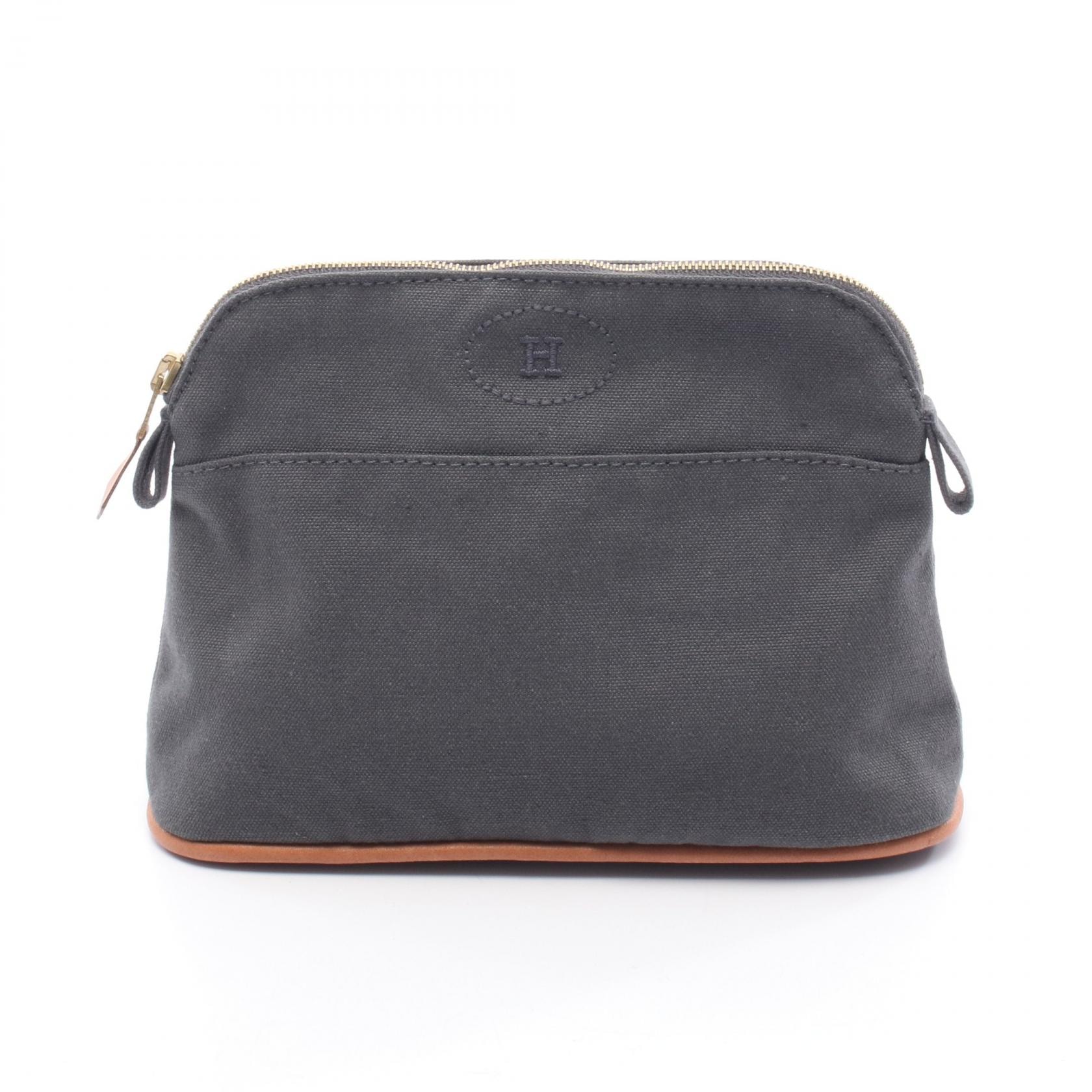 エルメス HERMES ボリードポーチ20 ポーチ バッグ キャンバス レザー レディース グレー系 / ブラウン系 【中古】