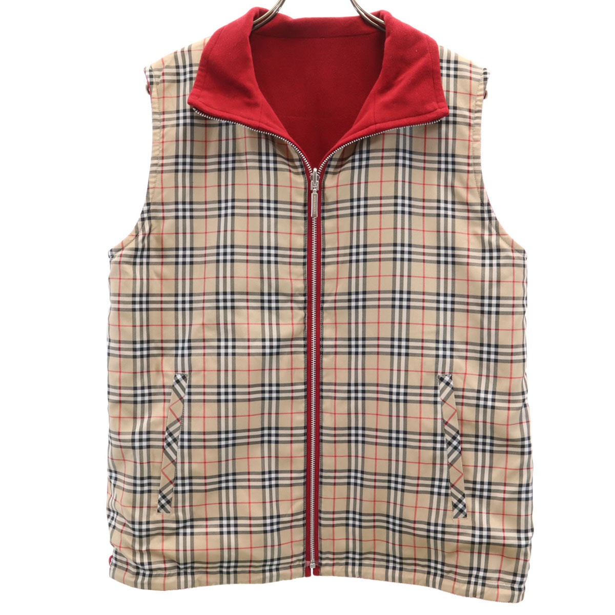 美品 BURBERRY GOLF バーバリーゴルフ ノバチェック リバーシブル ベスト L ベージュ