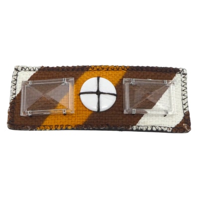 ミュウミュウ MIUMIU ブローチ レザー/キャンバス ブラウン系 レディース【中古】 56678a