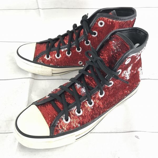 コンバース★スパンコール2 HI/オールスター/ハイカットスニーカー【US4.5/23.5/赤】ブラックパイピング◆K-26L