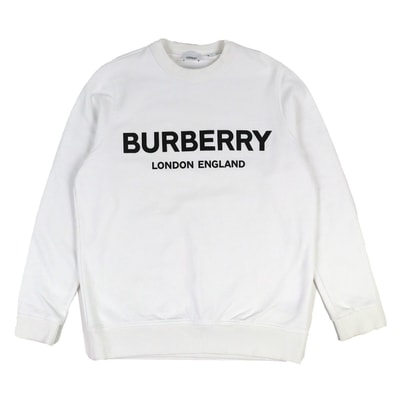 美品 バーバリー ティッシ期 ロゴプリント スウェット 白 M 8011443