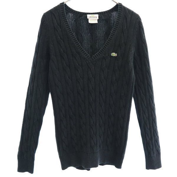 LACOSTE 長袖 Vネック コットンニット セーター