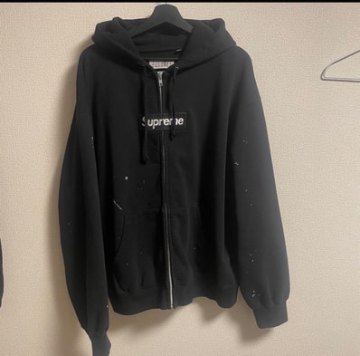 Supreme x MM6 Maison Margiela Box Logo Zip Up Hooded Sweatshirt "Black"