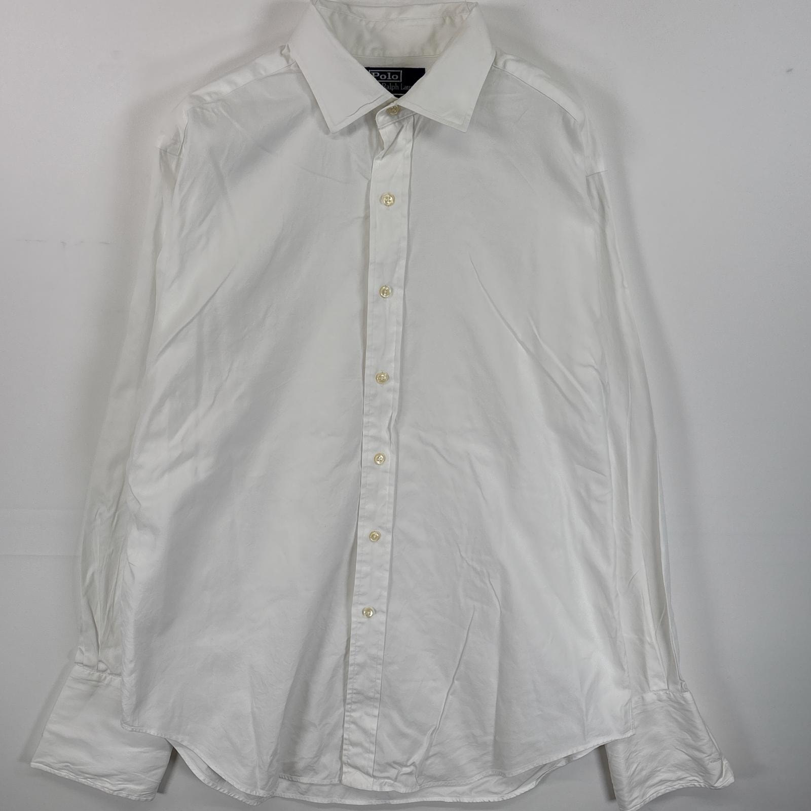 古着 ポロバイラルフローレン Polo by Ralph Lauren 長袖シャツ カフスボタン 大きいサイズ オックスフォードシャツ 16 1/2-34 L-XL  ホワイト 無地 メンズ