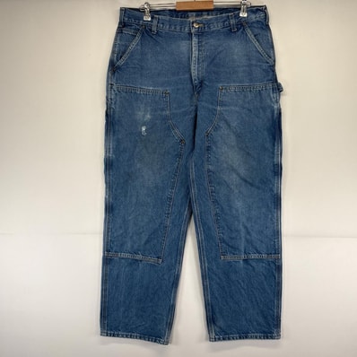 古着 カーハート Carhartt デニム パンツ ペインター ダブルニー ハンマーループ ワンポイント 大きいサイズ w38×L32 ブルー系 メンズ