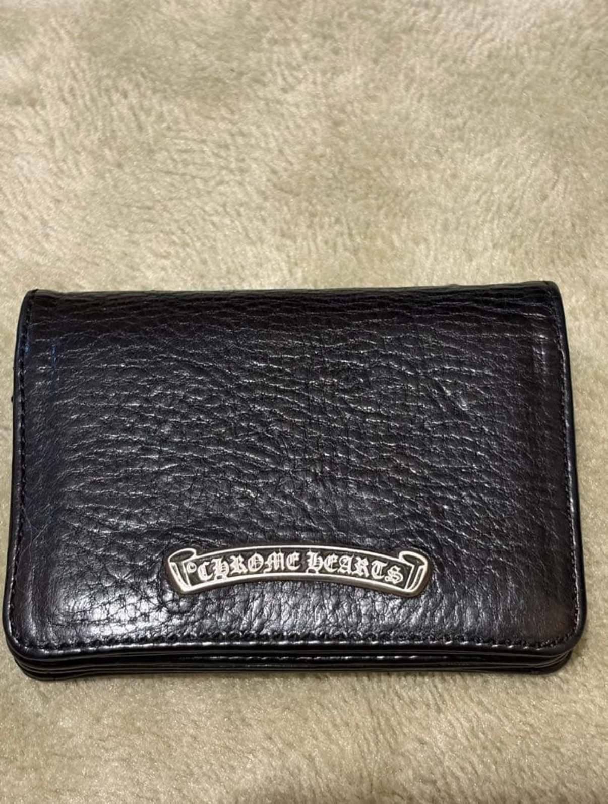 未使用クラス CHROME HEARTS クロムハーツ ブラックレザーカードケース ウォレット 財布