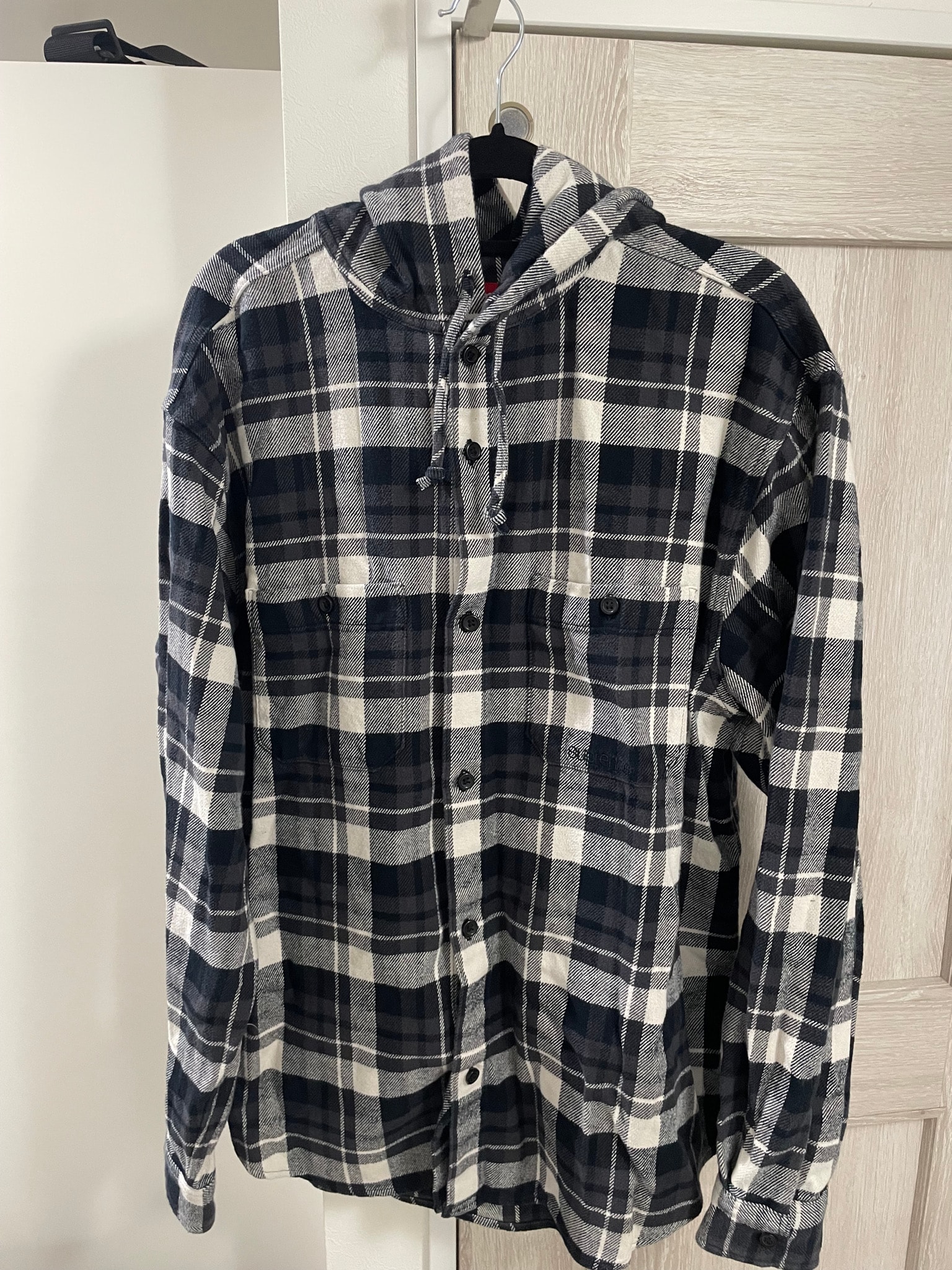 Supreme Hooded Flannel Shirt "Black"